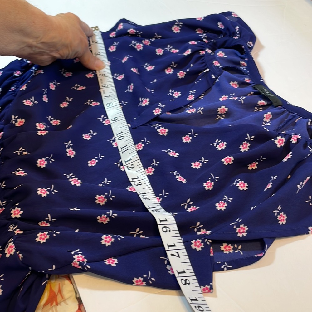 J Crew Sleeveless Navy and Pink Floral Dress with Bottom Ruffle XS - Picture 14 of 15
